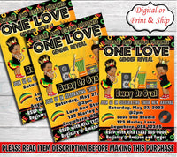 One Love Invitation-One Love Gender Reveal Party-One Love Chip Bag-Invitation-Jamaican Invitation-Reggae Invitation-African Invitation
