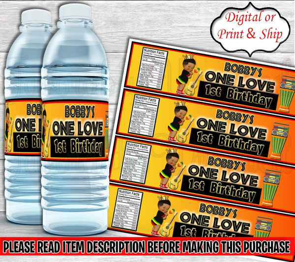 One Love Water Label-Reggae Party-One Love Party-One Love Birthday-One Love Favor Bag-Reggae Chip Bag-Jamaican Chip Bag-One Love Chip Bag