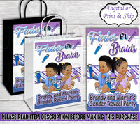 Fades or Braids Gift Bag-Fades or Braids Gender Reveal-Blue or Purple Gender Reveal-Fades or Braids Treat Bag-Fades or Braids Favor Bag
