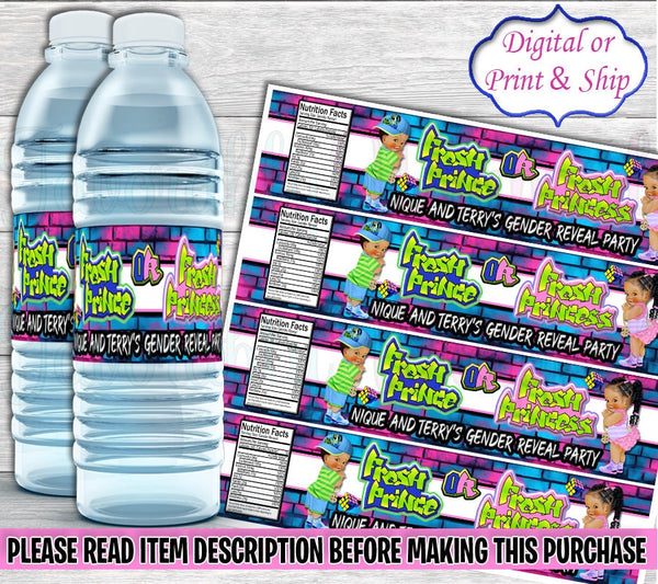 Fresh Prince or Fresh Princess Water Label-Fresh Prince or Fresh Princess Gender Reveal-Hip Hop Water Label-90's Water Label