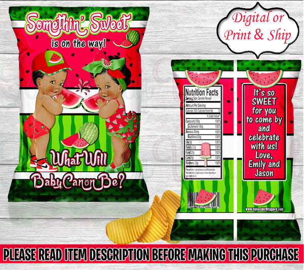 Something Sweet Gender Reveal Chip Bag-Watermelon Chip Bag-Apple Favor Bag-Cuties Chip Bag-Fruit Chip Bag-Fruit Favor Bag-Cuties