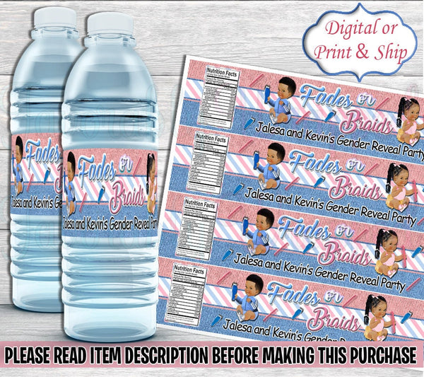 Fades or Braids Water Label-Fades or Braids Gender Reveal-Fades or Braids Chip Bag-Beauty or Beats Chip Bag-Barber Chip Bag-Hairstylist Chip