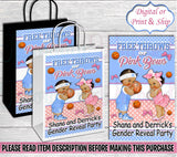 Free Throws or Pink Bows Gift Bag-Free Throws or Pink Bows Gender Reveal-Pink or Blue Gender Reveal-Free Throws or Pink Bows Chip Bag