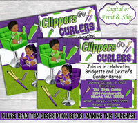 Clippers or Curlers Invitation-Clippers or Curlers Gender Reveal-Fades or Braids Chip Bag-Barber Invitation-Hair Stylist Invitation