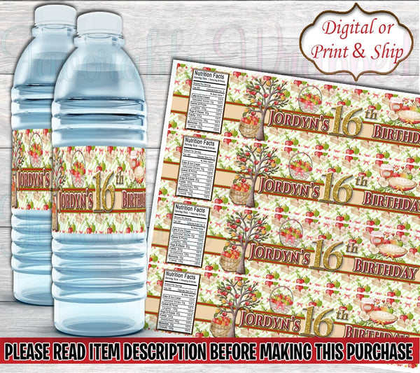 Apple Orchard Water Label-Apple Water Label-Autumn Water Label-Fall Water Label-Apple Chip Bag-Apple Party Favors-Fall Favors