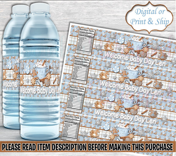 Baby Its Cold Outside Water Label-Baby Its Cold Outside Baby Shower-Snowflake Water Label-Water Label-oh Baby Its Cold Outside water label