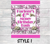 Money Gift Bag-Dollar Bill Gift Bag-Money Birthday-All About the Benjamins Party-Dollar Party Favors-Money Treat Bag-Pink Money Chip Bag