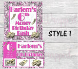 Money Shoe Box Labels-Money Birthday-All About The Benjamins Birthday Party-Pink Money Birthday-Shoe Box Labels-Adult Boss Birthday