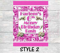 Money Gift Bag-Dollar Bill Gift Bag-Money Birthday-All About the Benjamins Party-Dollar Party Favors-Money Treat Bag-Pink Money Chip Bag