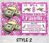 Money Invitation-Dollar Bill Invitation-Money Birthday-All About the Benjamins Party-Dollar Party Favors-Money Chip Bag-Pink Money Chip Bag