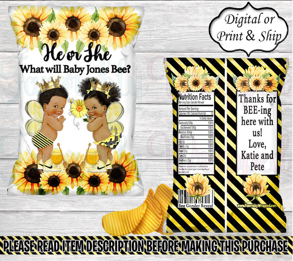 Bumble Bee Gender Reveal Chip Bag-Bumble Bee Chip Bag-What will it bee?-Favor Bag-Chip Bag-Baby Shower-Gender Reveal-Bumble Bee Baby Shower